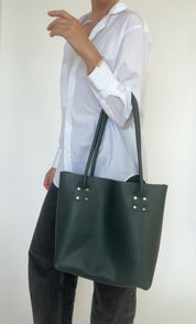 MOORE REFINED TOTE | KALE Leather Bag - handcrafted by Market Canvas Leather in Tofino, BC, Canada
