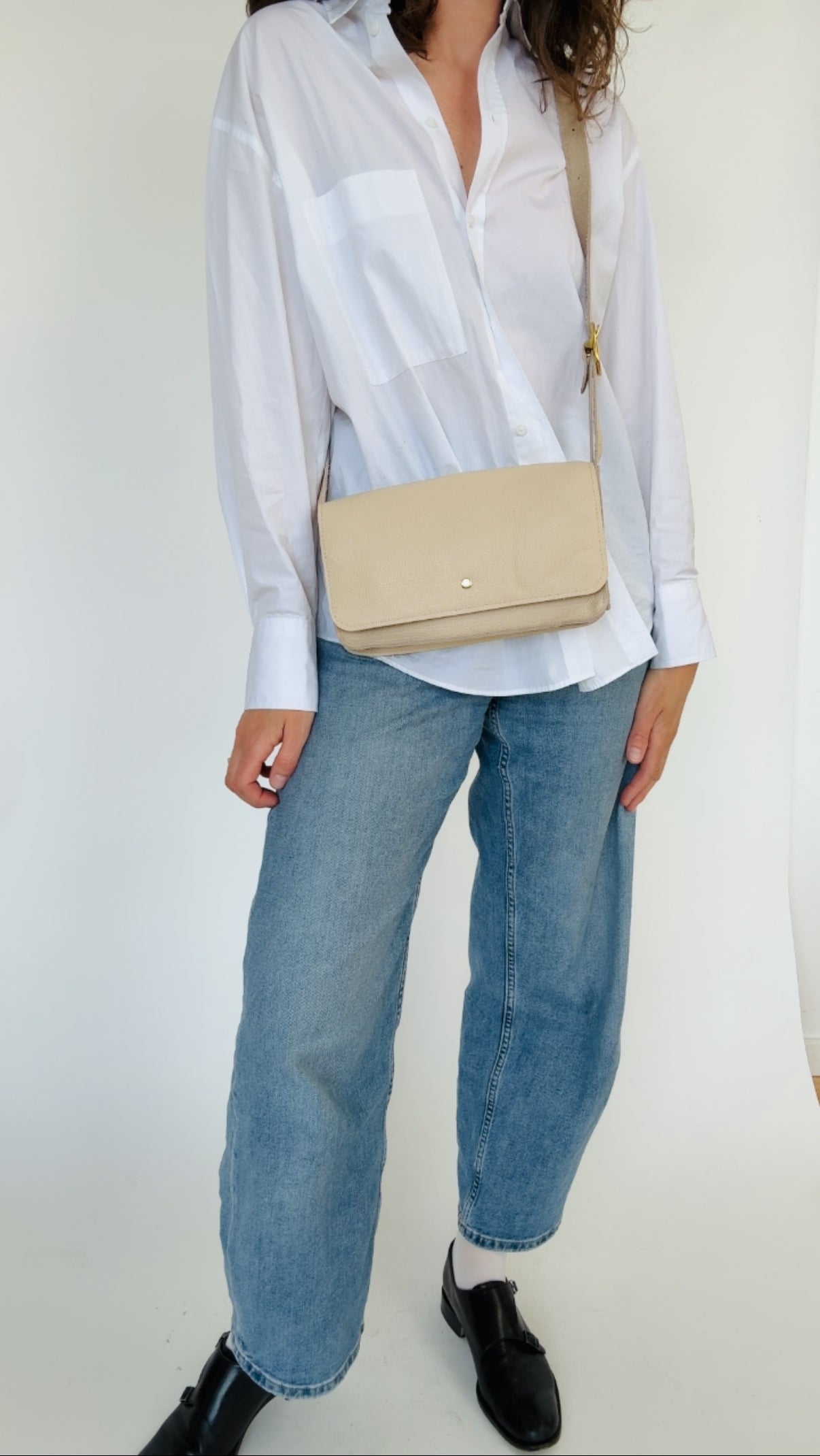 MOLLY CROSSBODY BAG | CREAM Leather Bag - handcrafted by Market Canvas Leather in Tofino, BC, Canada