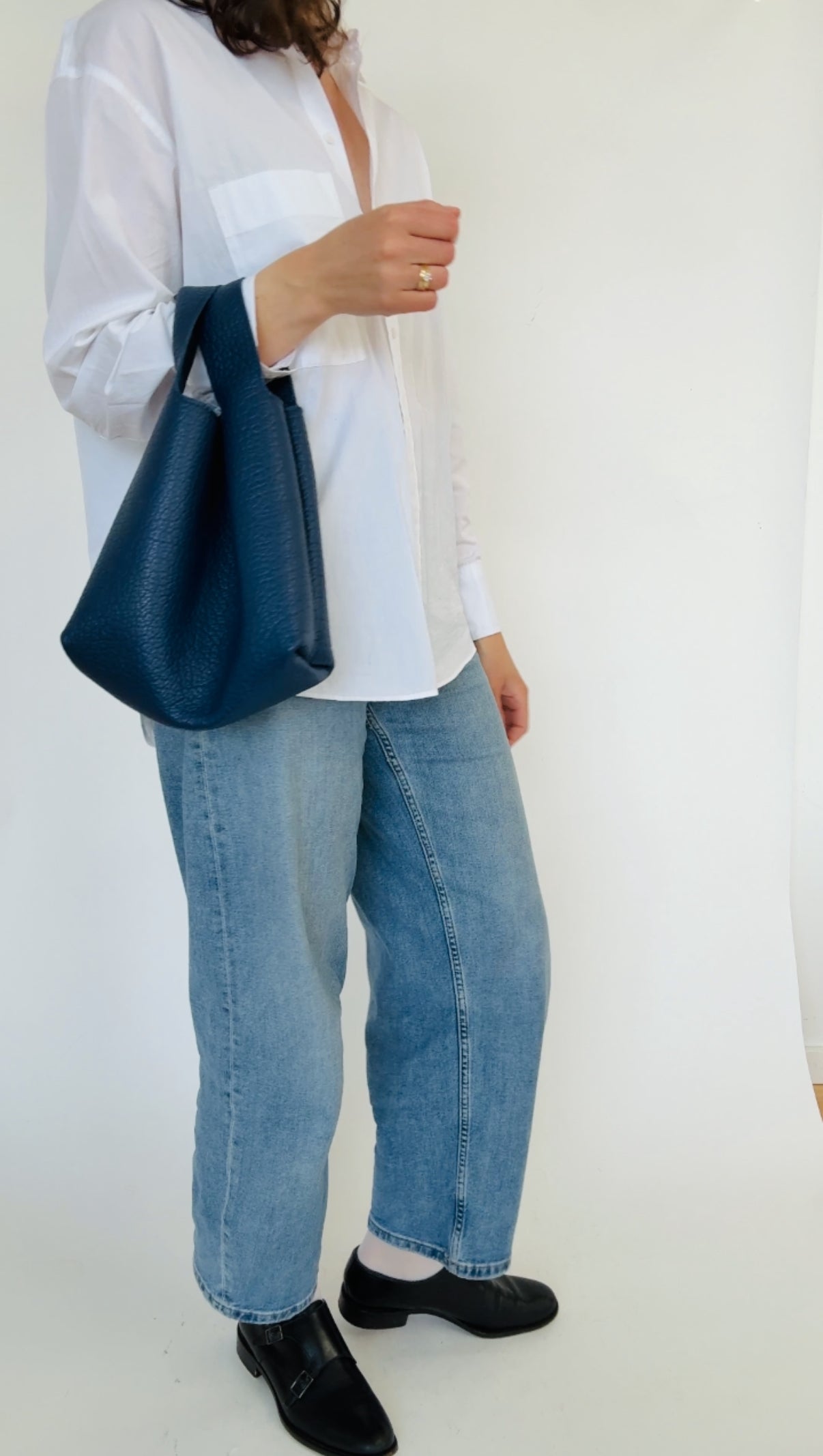 ISSY MINI TOTE | PEBBLED NAVY Leather Bag - handcrafted by Market Canvas Leather in Tofino, BC, Canada