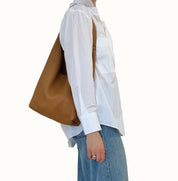 BRUNA SHOULDER BAG | LATTE Leather Bag - handcrafted by Market Canvas Leather in Tofino, BC, Canada