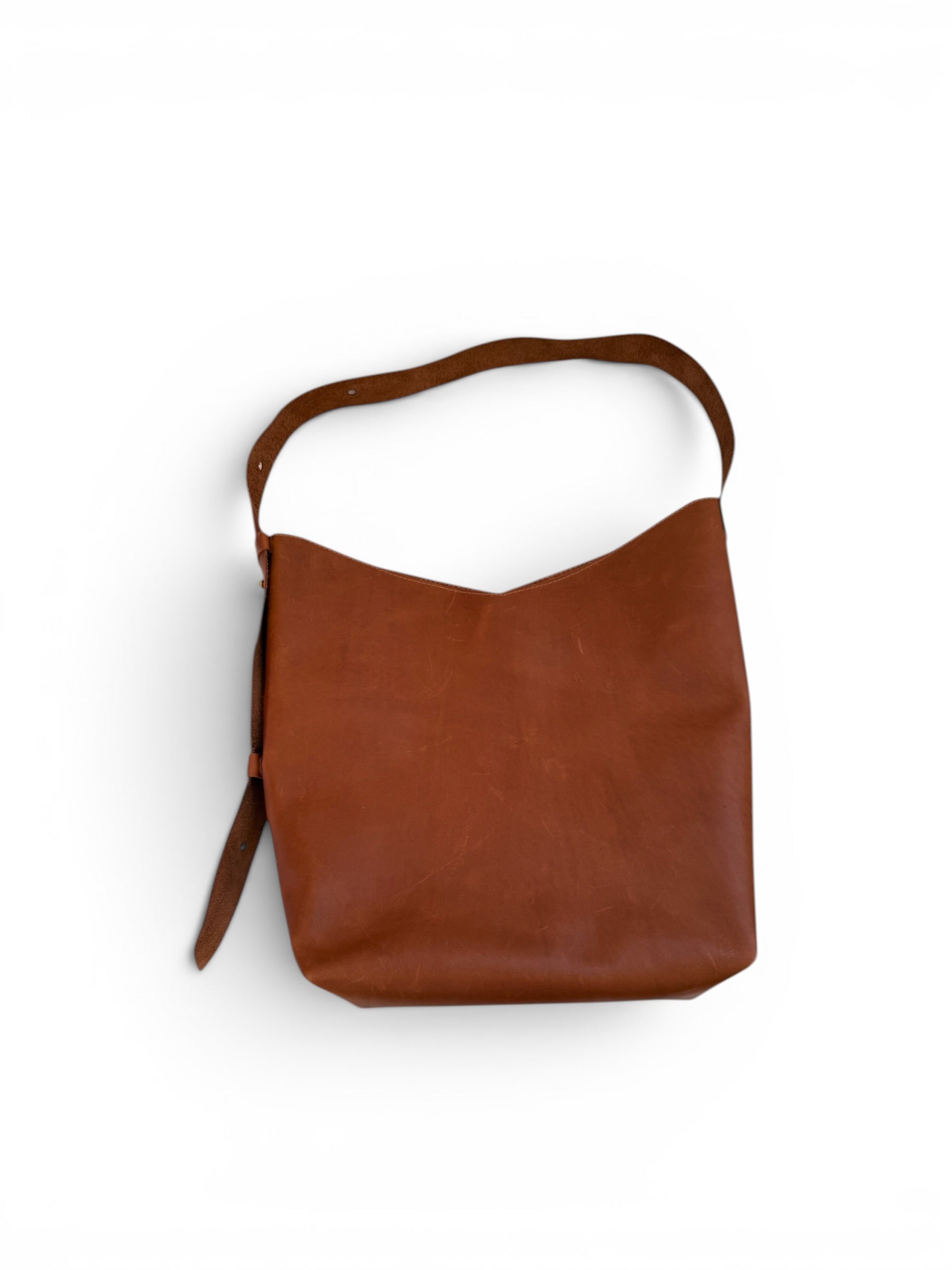 ODDITIES JACKIE TOTE | COGNAC SAMPLE Leather Bag - handcrafted by Market Canvas Leather in Tofino, BC, Canada
