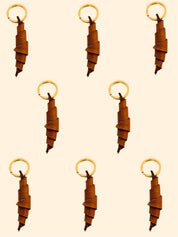 LEATHER CROISSANT KEYCHAIN | CARAMEL Leather Bag - handcrafted by Market Canvas Leather in Tofino, BC, Canada
