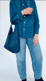 BRUNA SHOULDER BAG | PEBBLED NAVY Leather Bag - handcrafted by Market Canvas Leather in Tofino, BC, Canada