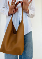 BRUNA SHOULDER BAG | LATTE Leather Bag - handcrafted by Market Canvas Leather in Tofino, BC, Canada