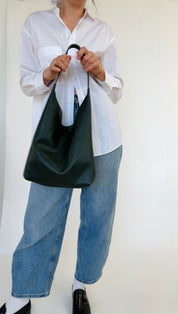 BRUNA SHOULDER BAG | KALE Leather Bag - handcrafted by Market Canvas Leather in Tofino, BC, Canada