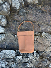 FRANCES POCKET BUCKET BAG | LATTE Leather Bag - handcrafted by Market Canvas Leather in Tofino, BC, Canada