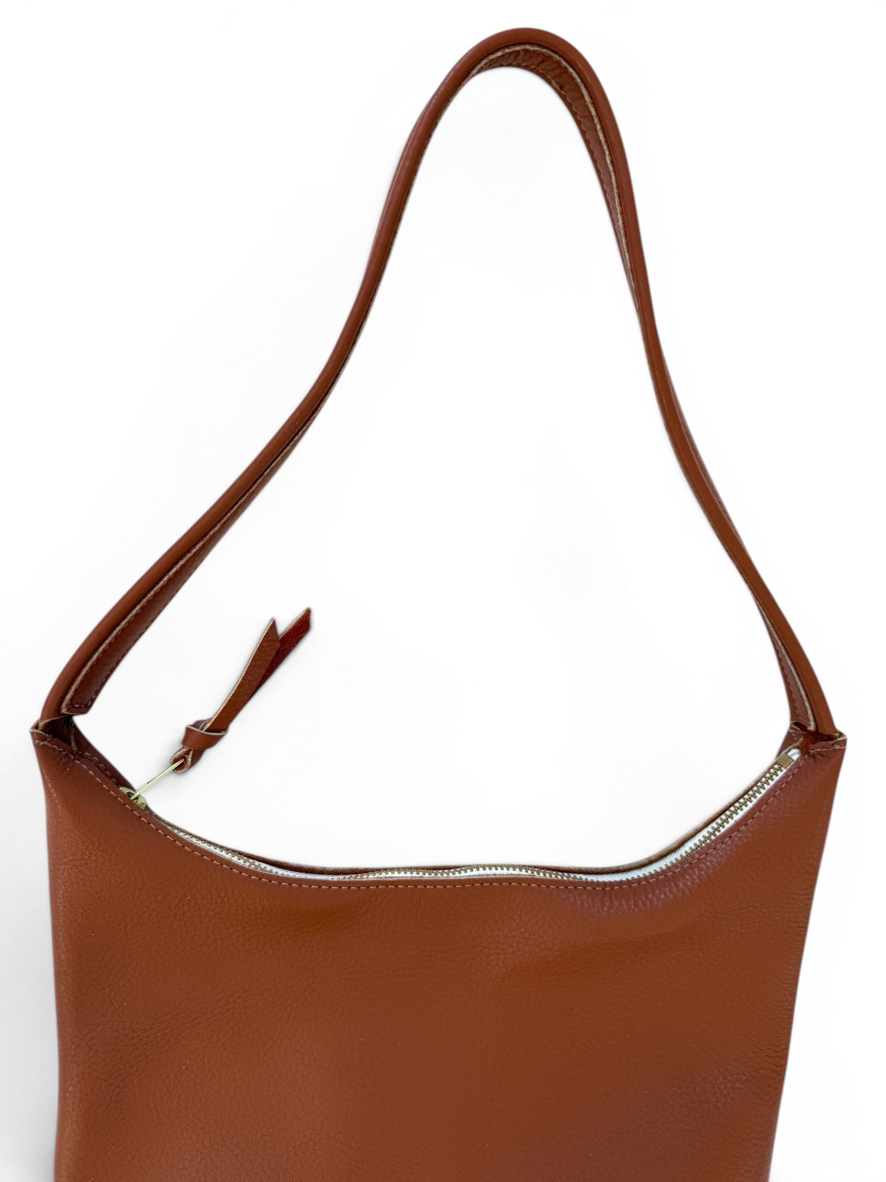 ODDITIES | BRUNA ZIP SHOULDER BAG | COGNAC Leather Bag - handcrafted by Market Canvas Leather in Tofino, BC, Canada