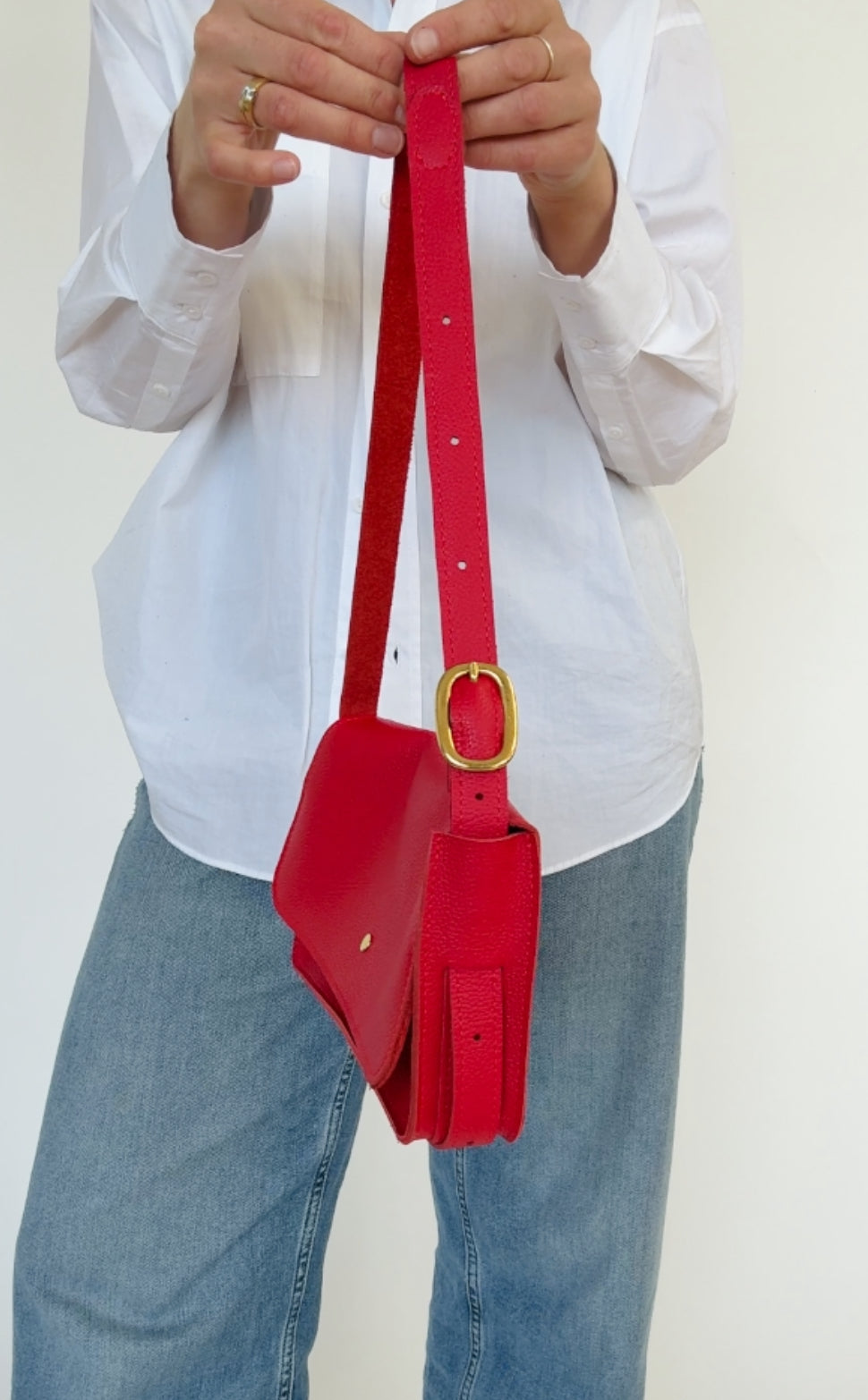 MOLLY CROSSBODY BAG | STRAWBERRY Leather Bag - handcrafted by Market Canvas Leather in Tofino, BC, Canada