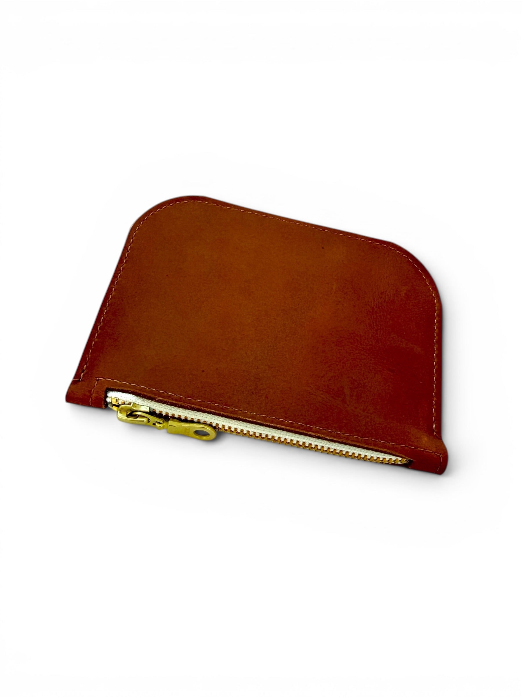 SALLY LEATHER ZIP POUCH | COGNAC Leather Bag - handcrafted by artisan Julie Neufeld Leather in Tofino, BC, Canada