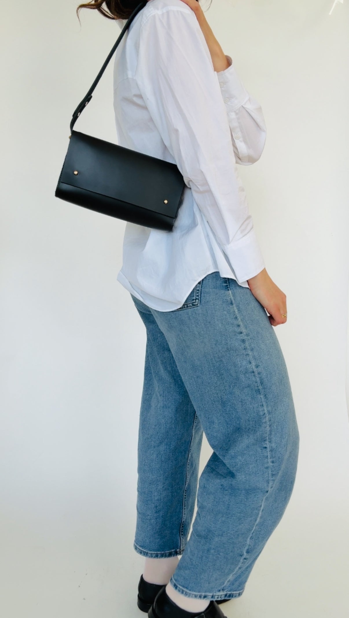 KEMBRA SHOULDER BAG | NOIR Leather Bag - handcrafted by Market Canvas Leather in Tofino, BC, Canada
