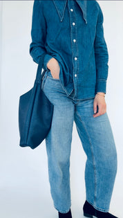 BRUNA SHOULDER BAG | PEBBLED NAVY Leather Bag - handcrafted by Market Canvas Leather in Tofino, BC, Canada