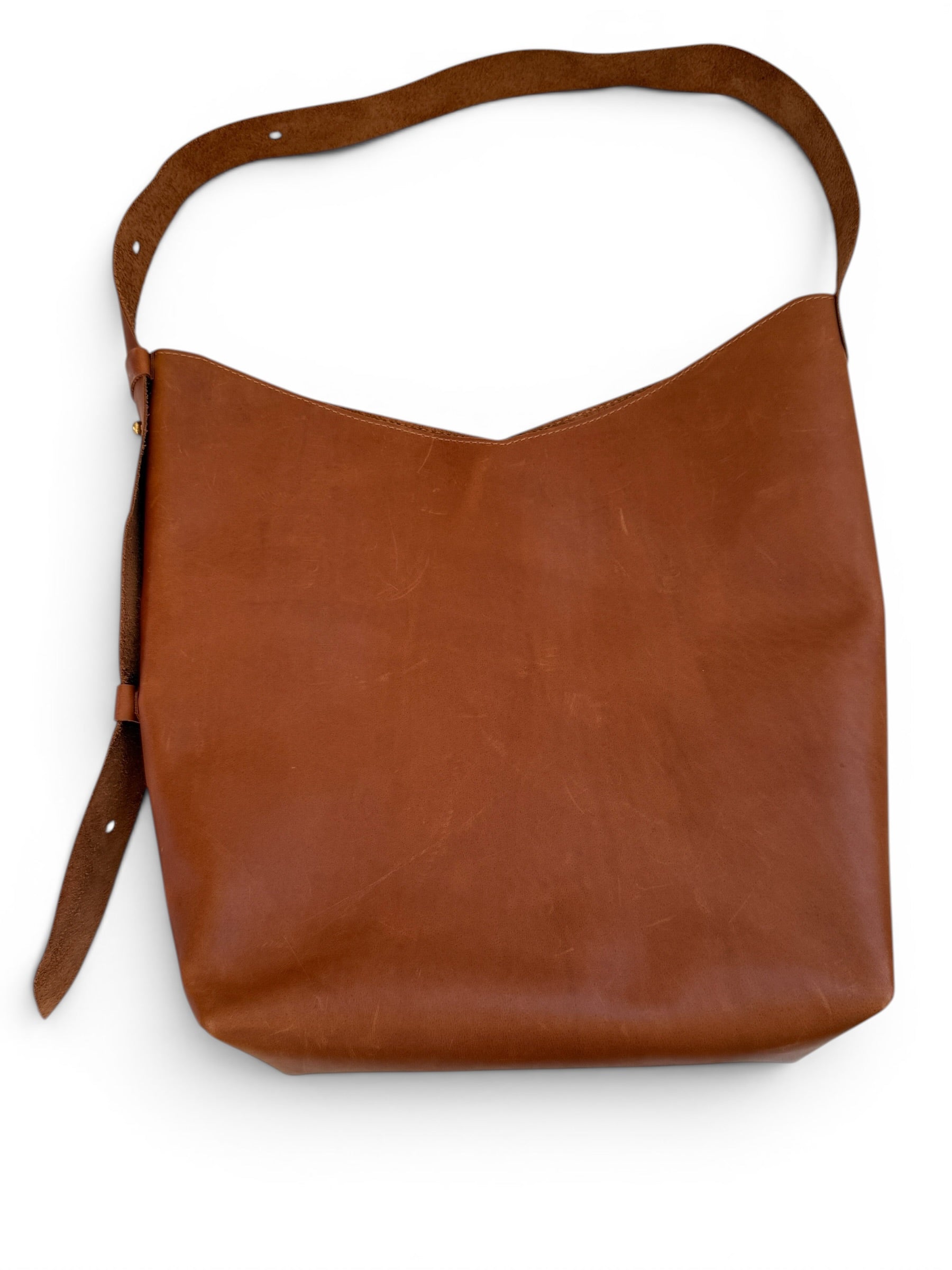ODDITIES JACKIE TOTE | COGNAC SAMPLE Leather Bag - handcrafted by Market Canvas Leather in Tofino, BC, Canada