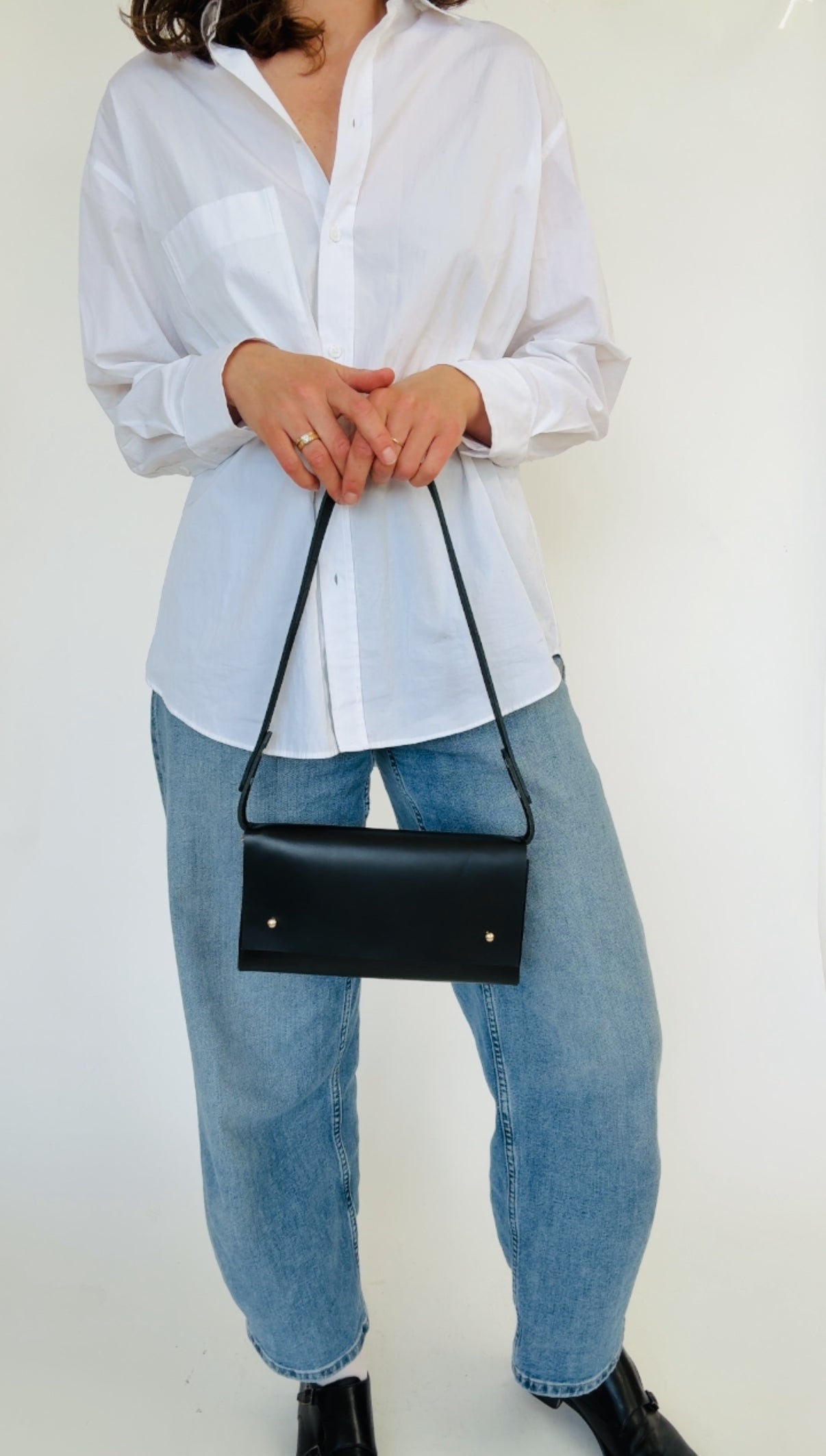 KEMBRA SHOULDER BAG | NOIR Leather Bag - handcrafted by Market Canvas Leather in Tofino, BC, Canada