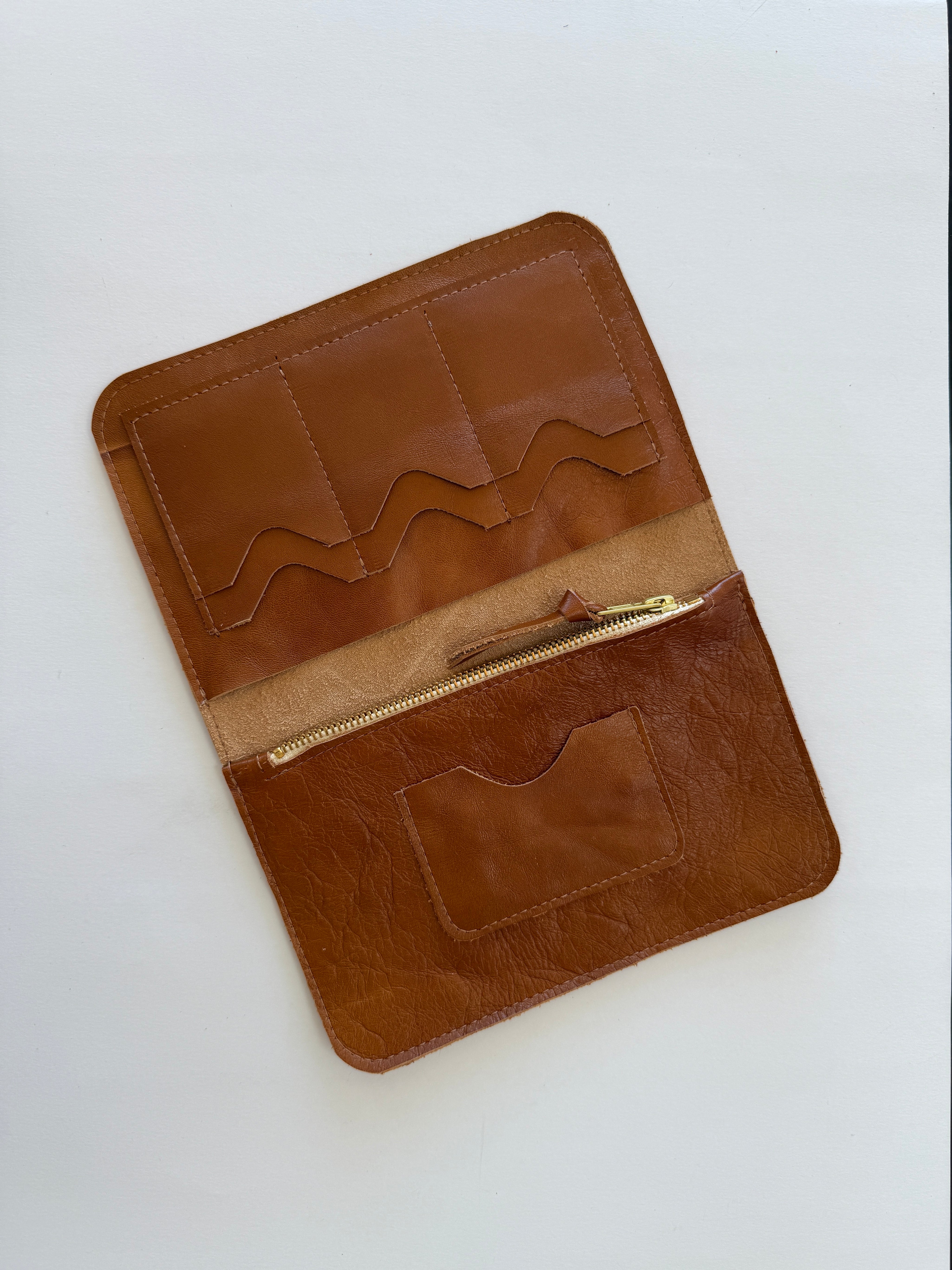 IVY LEATHER CLUTCH WALLET | CARAMEL Leather Bag - handcrafted by Market Canvas Leather in Tofino, BC, Canada