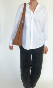 MOORE REFINED TOTE | CARAMEL Leather Bag - handcrafted by Market Canvas Leather in Tofino, BC, Canada