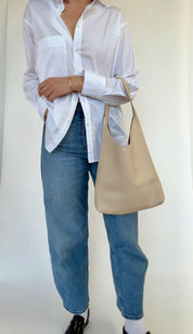 BRUNA SHOULDER BAG | CREAM Leather Bag - handcrafted by Market Canvas Leather in Tofino, BC, Canada