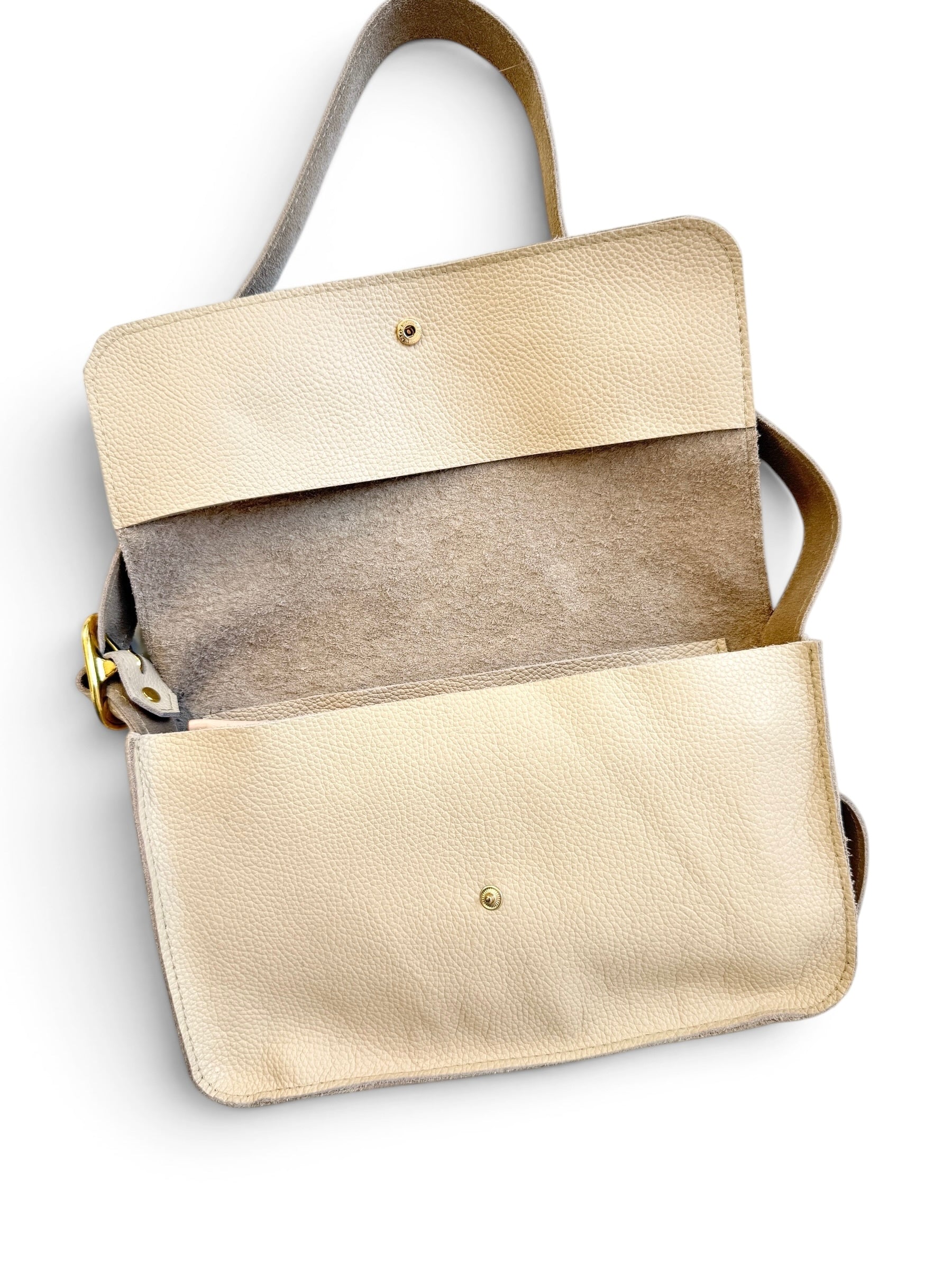 MOLLY CROSSBODY BAG | CREAM Leather Bag - handcrafted by artisan Julie Neufeld Leather in Tofino, BC, Canada