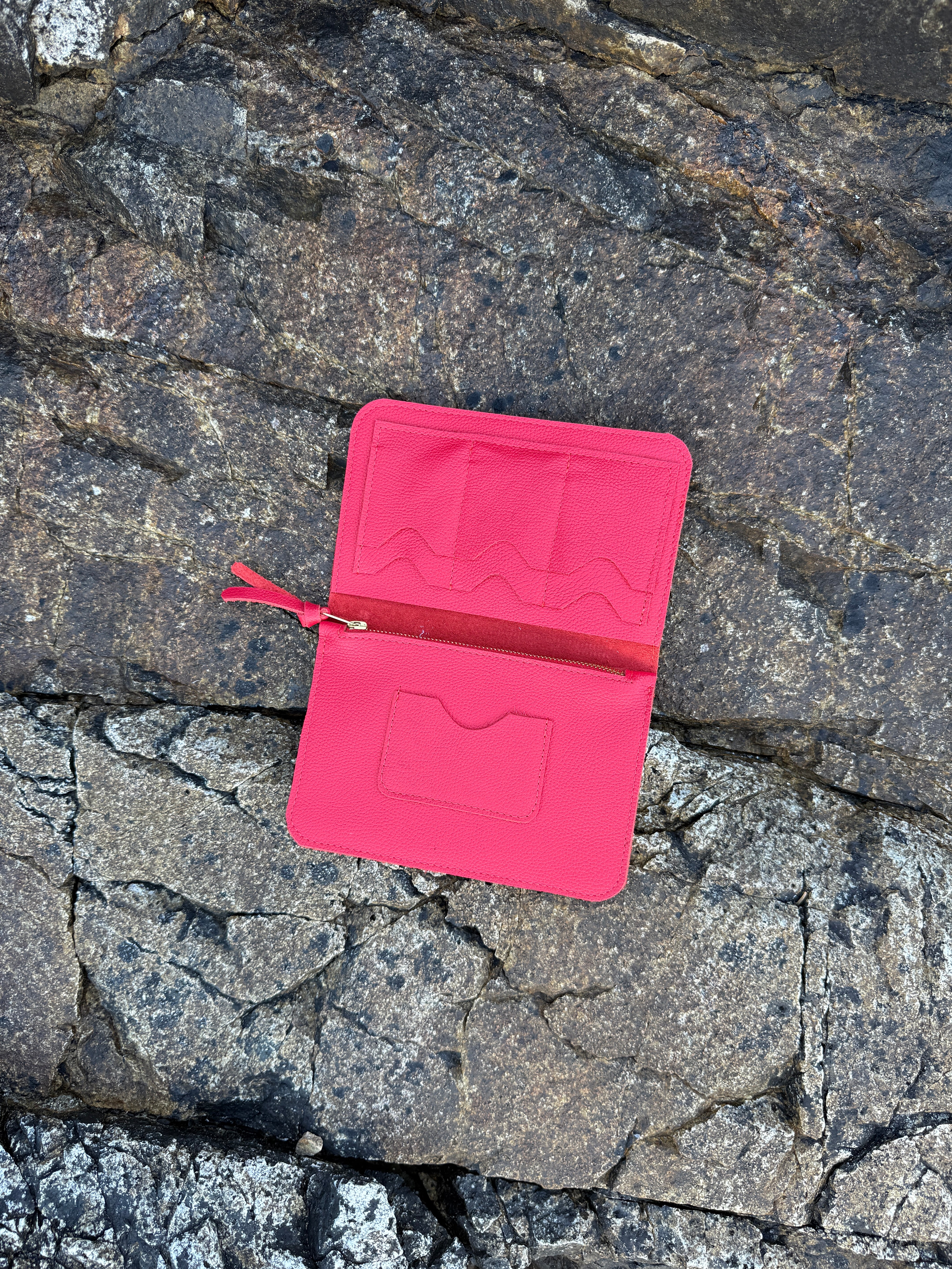 IVY LEATHER CLUTCH WALLET | STRAWBERRY Leather Bag - handcrafted by Market Canvas Leather in Tofino, BC, Canada