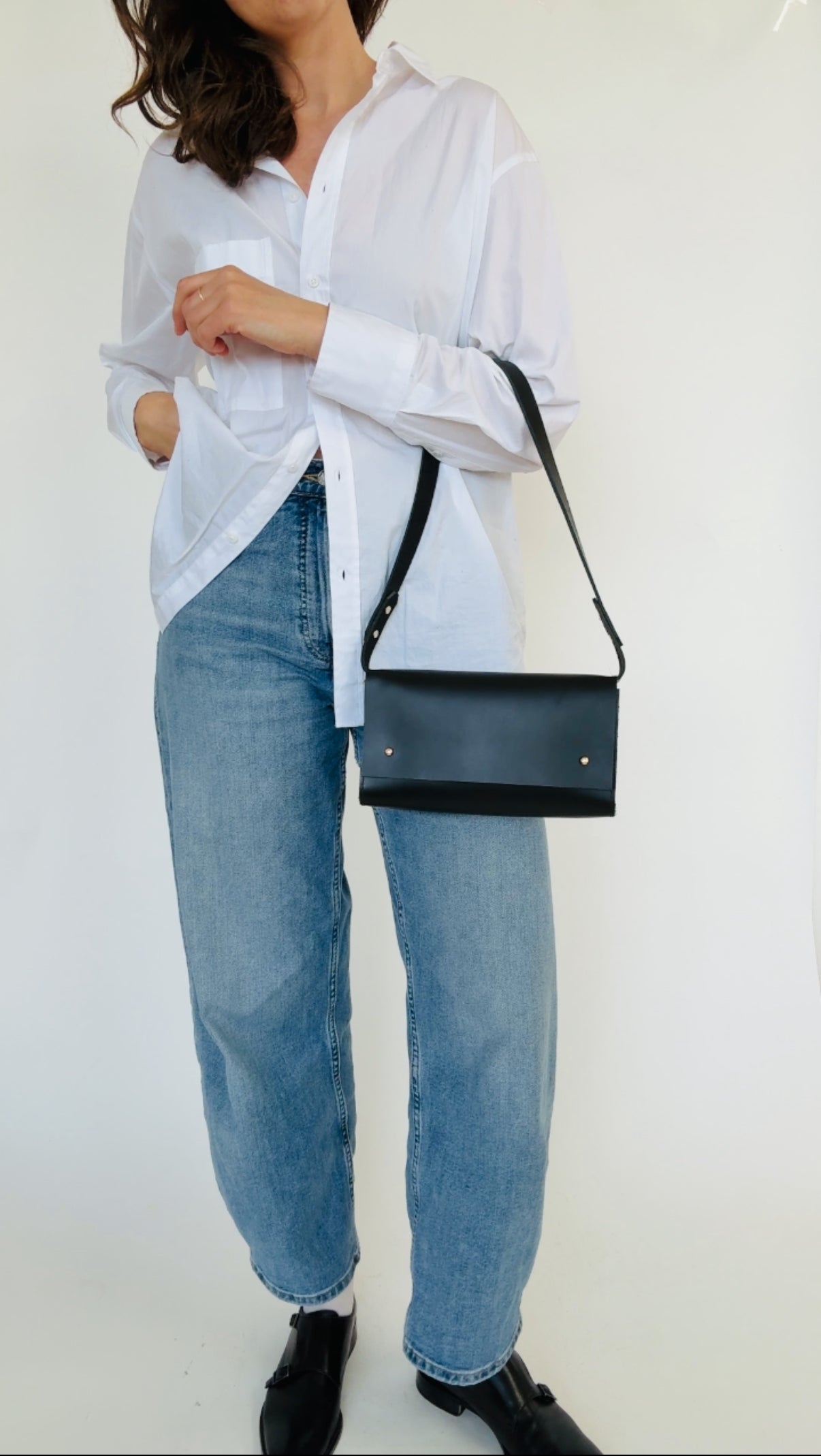 KEMBRA SHOULDER BAG | NOIR Leather Bag - handcrafted by Market Canvas Leather in Tofino, BC, Canada
