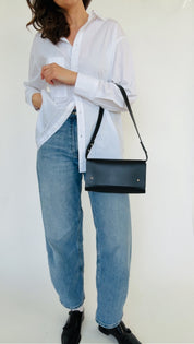 KEMBRA SHOULDER BAG | NOIR Leather Bag - handcrafted by Market Canvas Leather in Tofino, BC, Canada