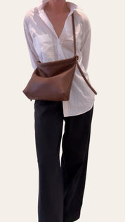 HENNI TOTE | CHOCOLATE Leather Bag - handcrafted by Market Canvas Leather in Tofino, BC, Canada