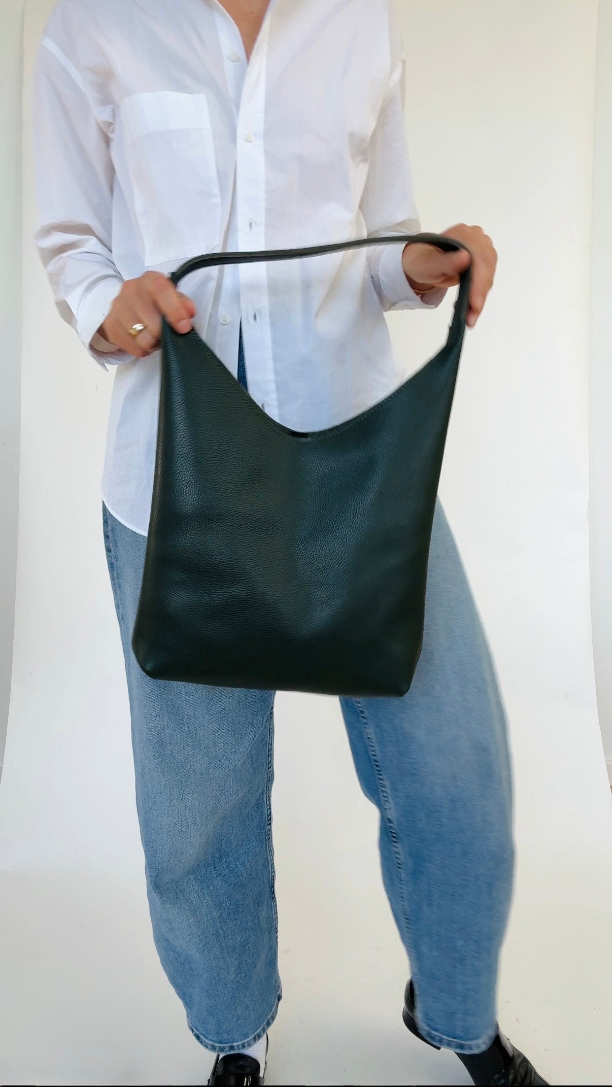 BRUNA SHOULDER BAG | KALE Leather Bag - handcrafted by Market Canvas Leather in Tofino, BC, Canada