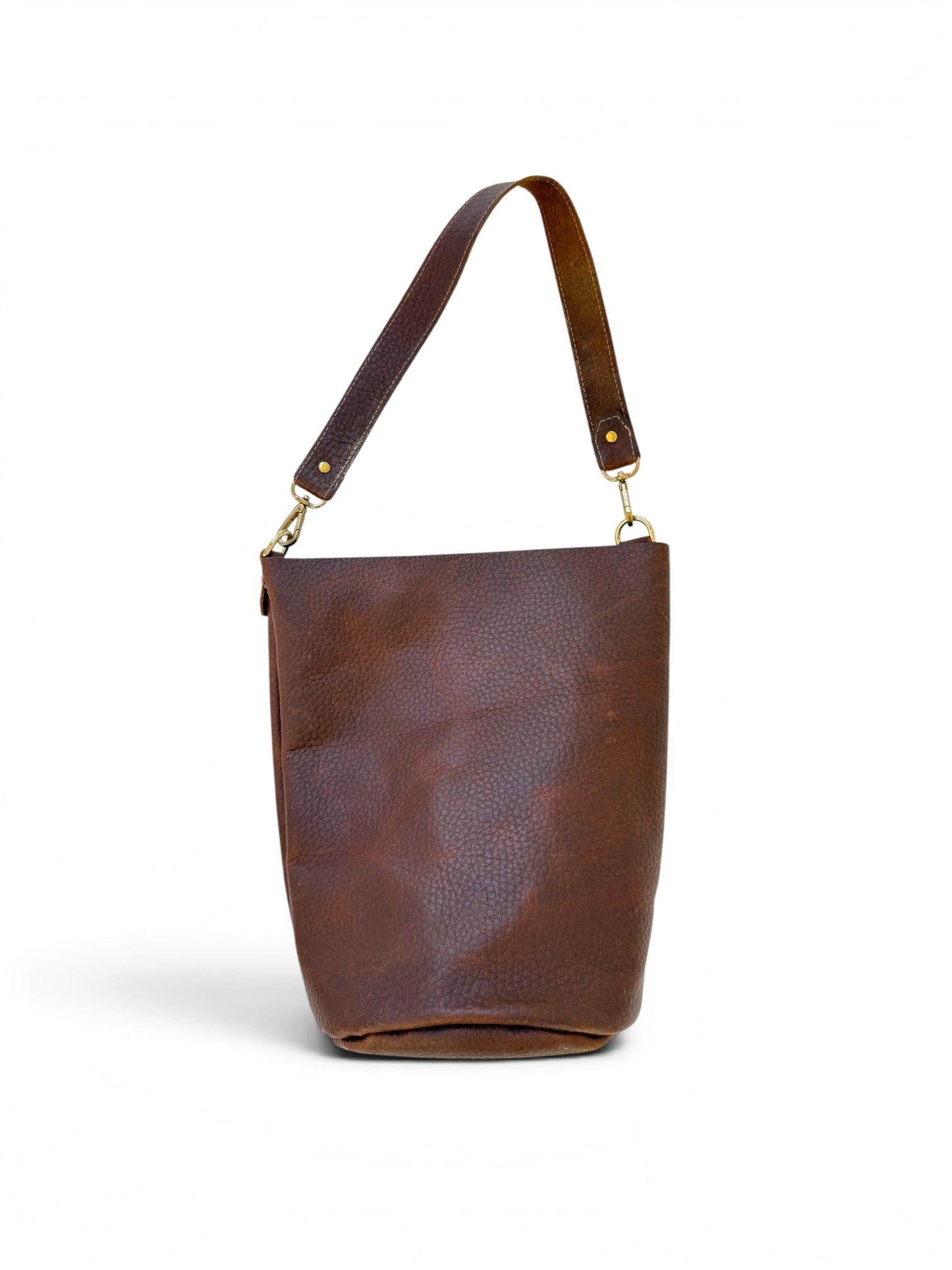 ODDITIES FRANCES BUCKET BAG | PEBBLED CHOCOLATE Leather Bag - handcrafted by Market Canvas Leather in Tofino, BC, Canada