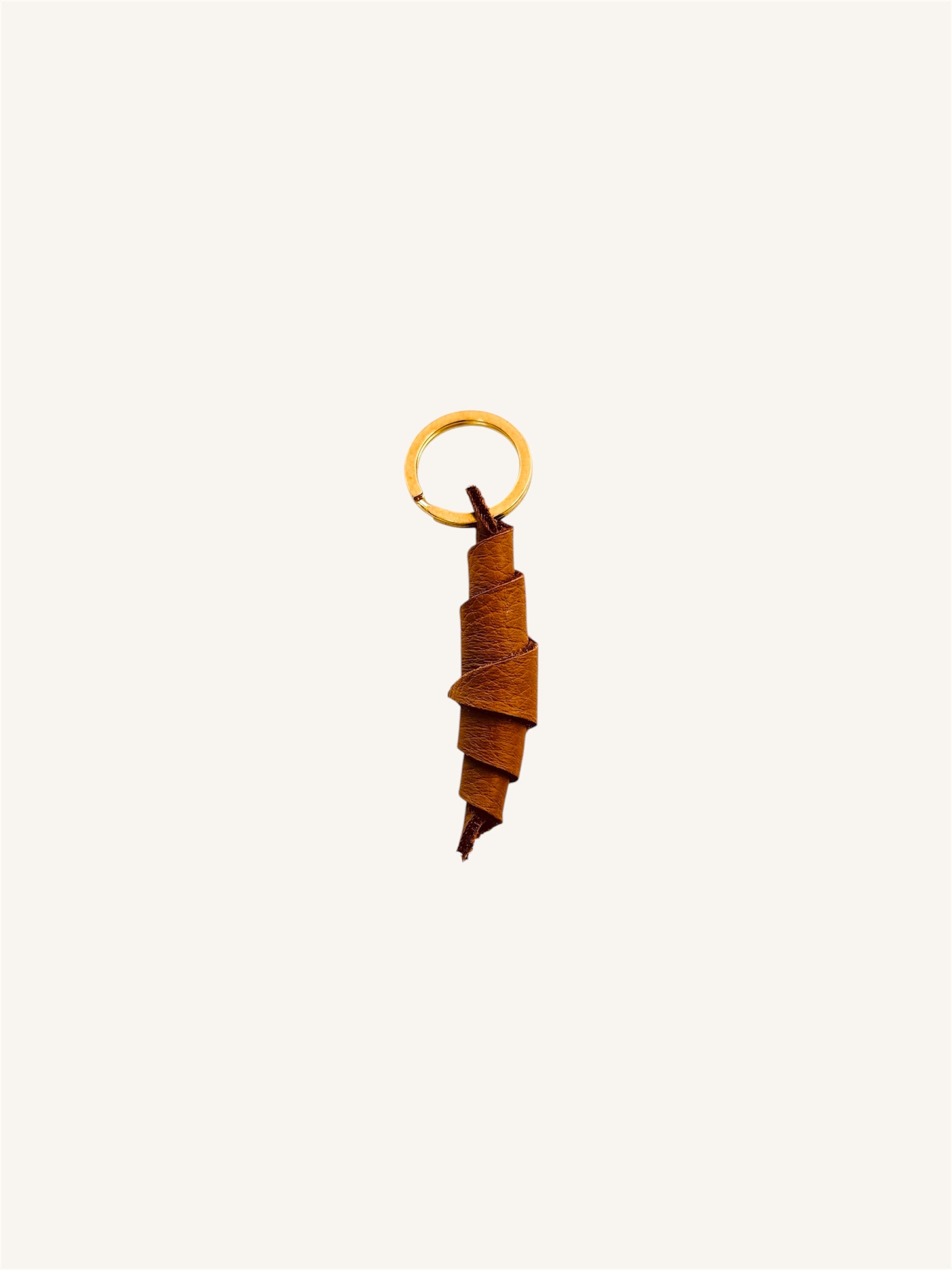 LEATHER CROISSANT KEYCHAIN | CARAMEL Leather Bag - handcrafted by Market Canvas Leather in Tofino, BC, Canada