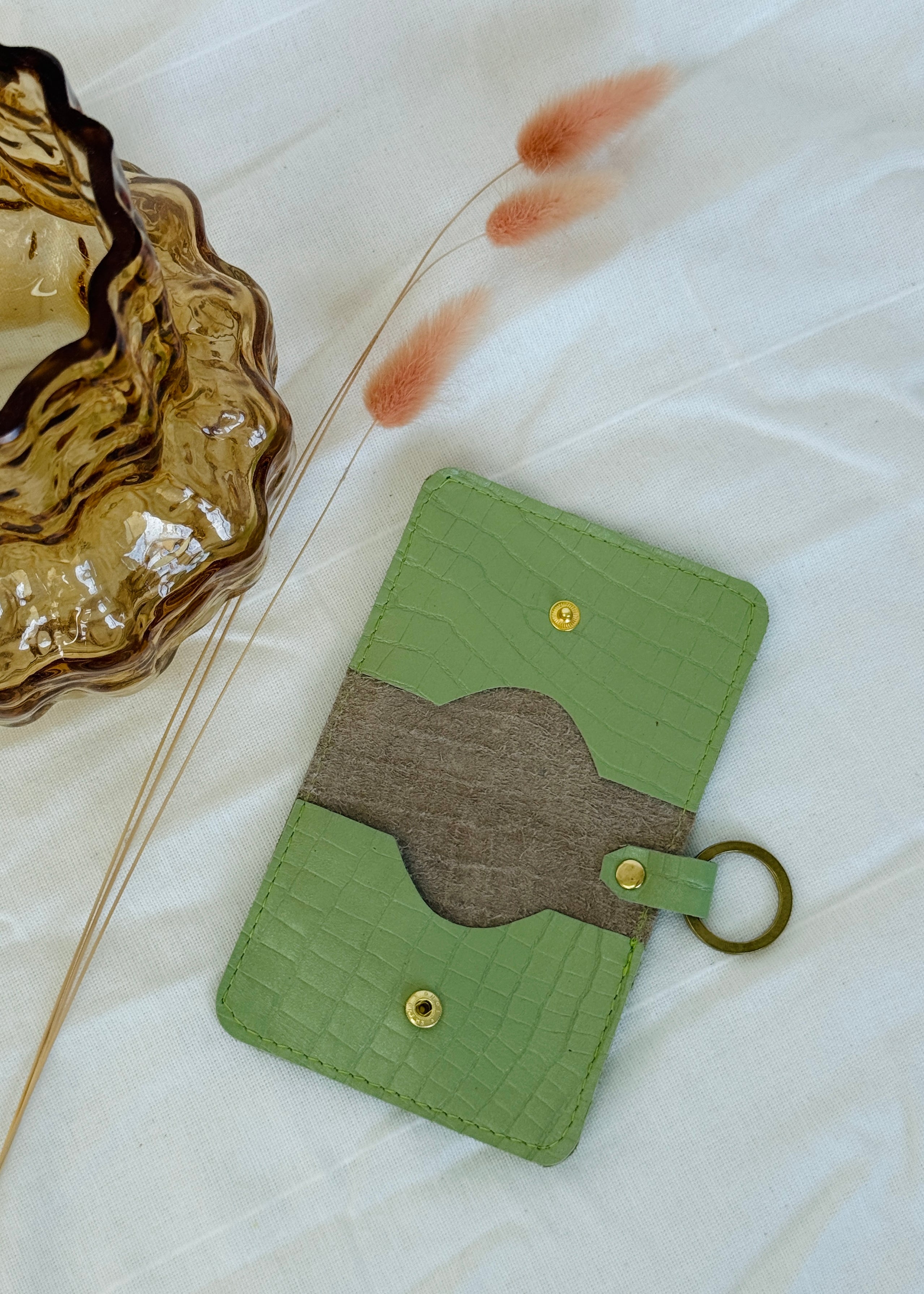 DÓRA LEATHER WALLET | PISTACHIO Leather Bag - handcrafted by Market Canvas Leather in Tofino, BC, Canada
