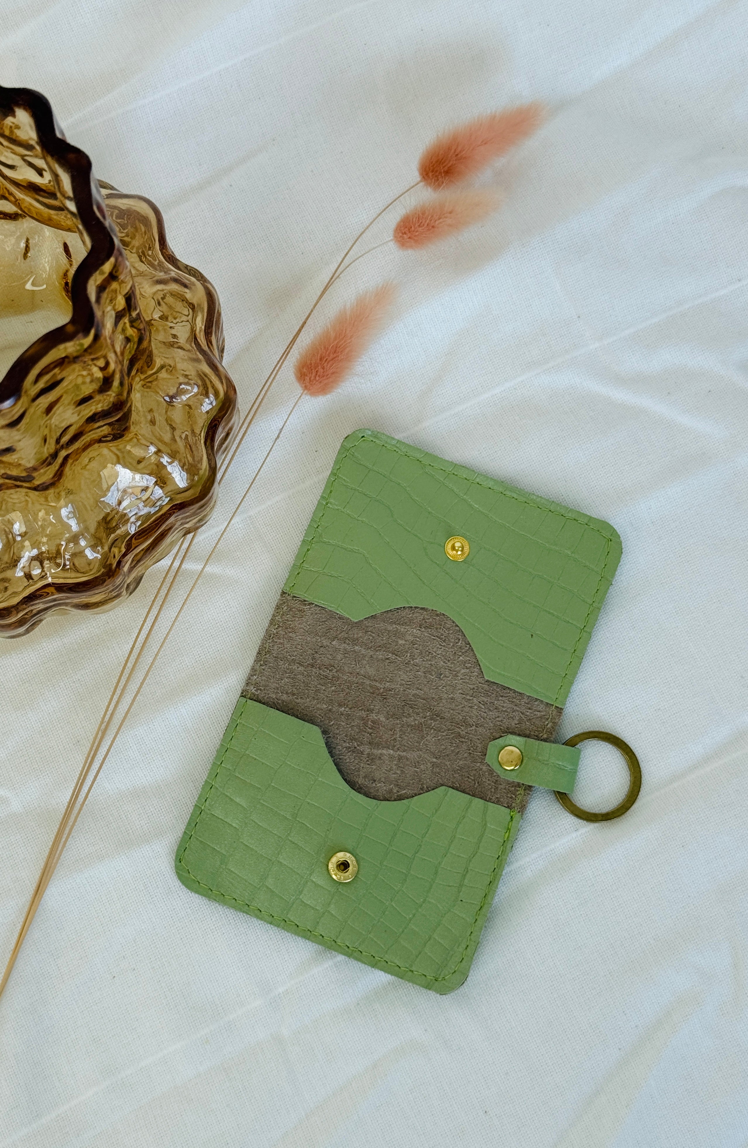 DÓRA LEATHER WALLET | PISTACHIO Leather Bag - handcrafted by Market Canvas Leather in Tofino, BC, Canada
