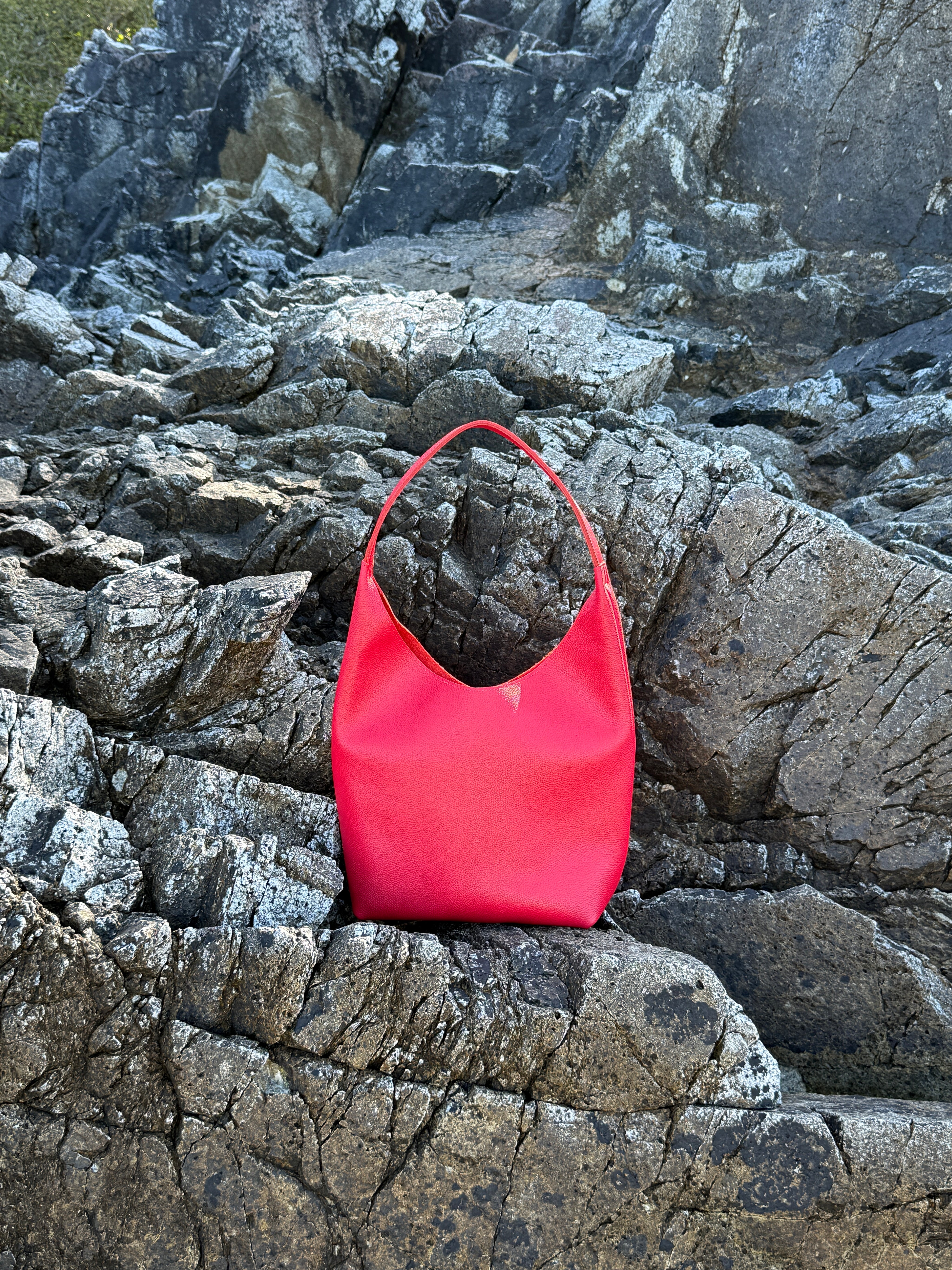 BRUNA SHOULDER BAG | STRAWBERRY Leather Bag - handcrafted by Market Canvas Leather in Tofino, BC, Canada