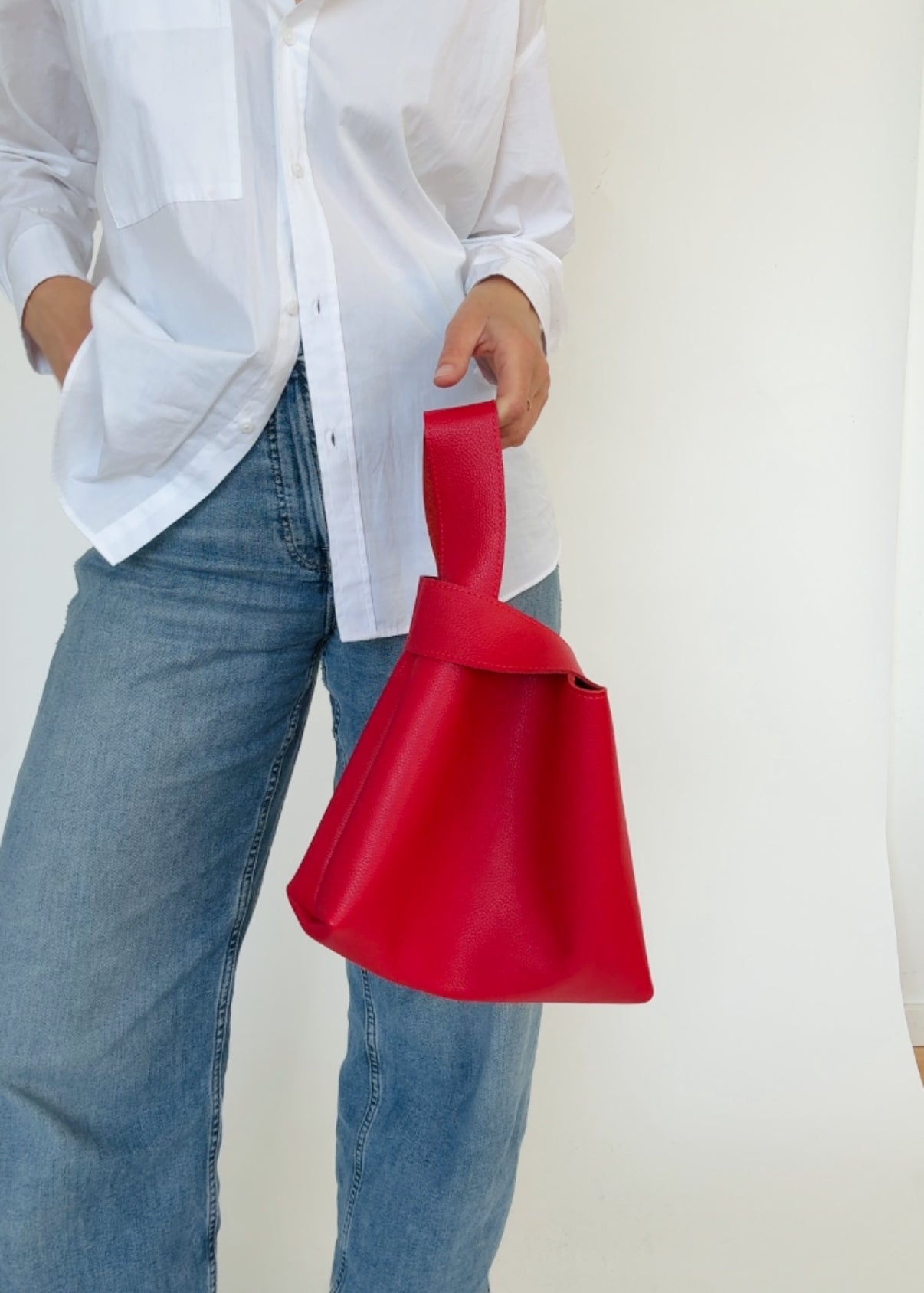 ISSY MINI TOTE | STRAWBERRY Leather Bag - handcrafted by Market Canvas Leather in Tofino, BC, Canada