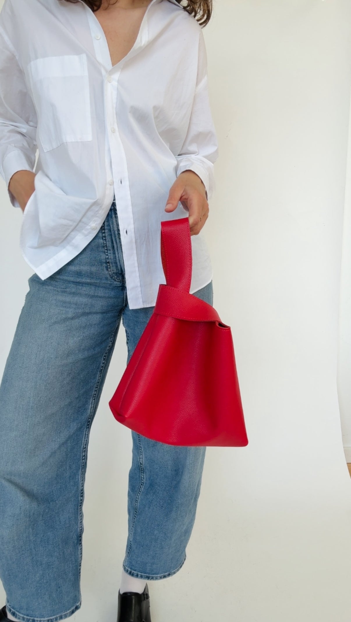 ISSY MINI TOTE | STRAWBERRY Leather Bag - handcrafted by Market Canvas Leather in Tofino, BC, Canada