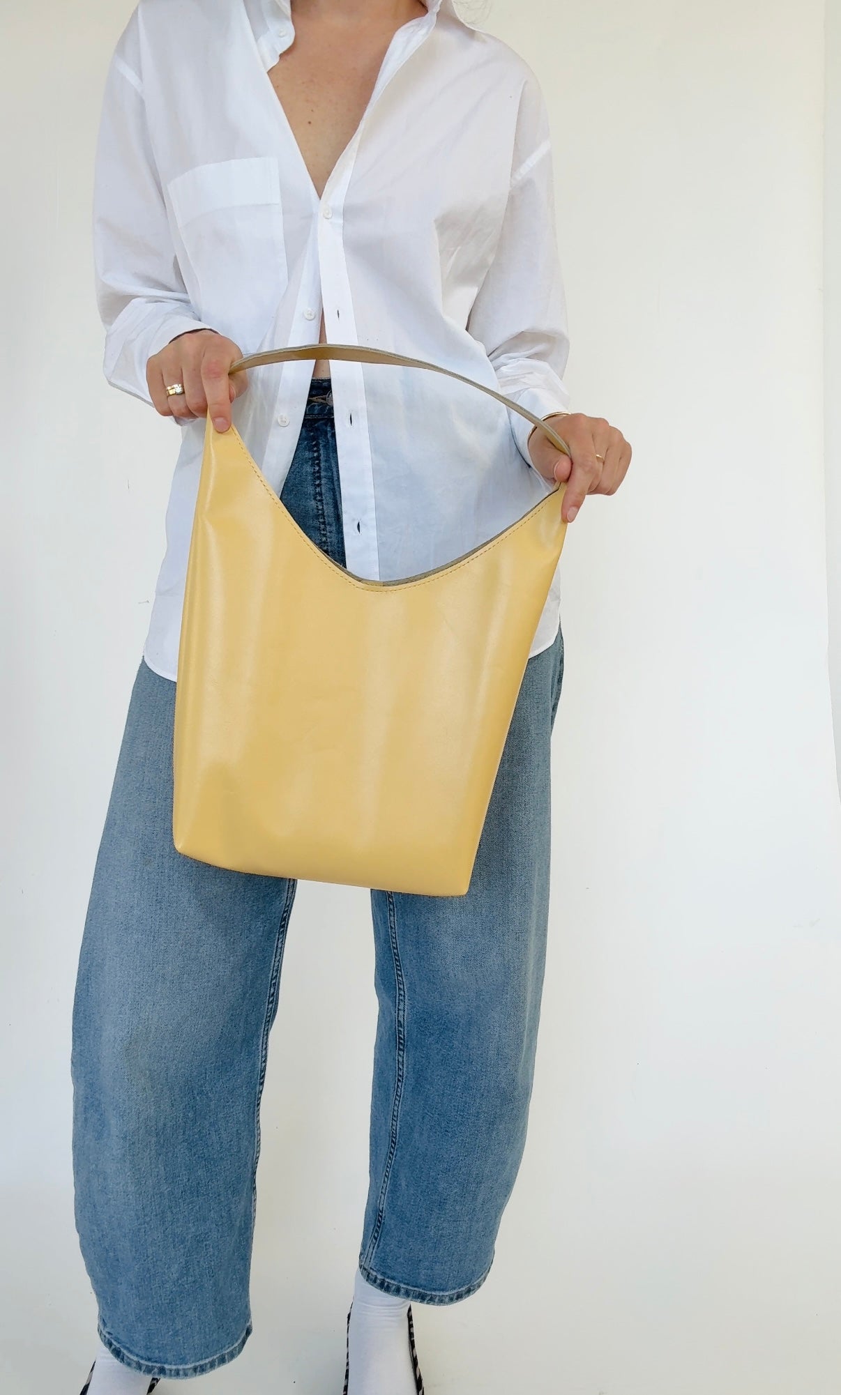 BRUNA SHOULDER BAG | BUTTER YELLOW Leather Bag - handcrafted by Market Canvas Leather in Tofino, BC, Canada