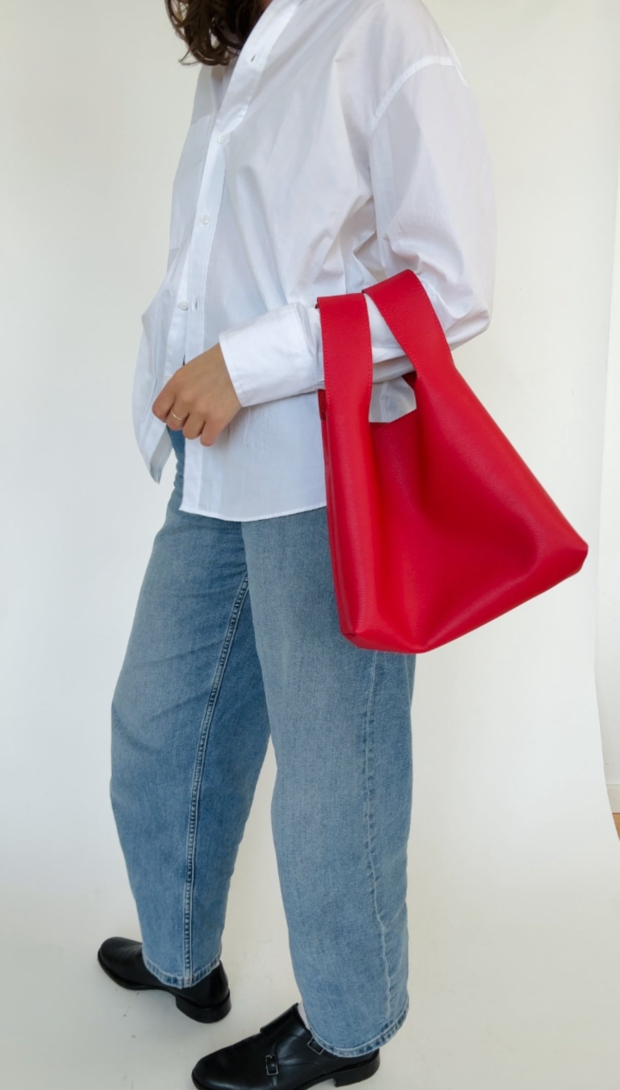 ISSY MINI TOTE | STRAWBERRY Leather Bag - handcrafted by Market Canvas Leather in Tofino, BC, Canada