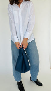 ISSY MINI TOTE | PEBBLED NAVY Leather Bag - handcrafted by Market Canvas Leather in Tofino, BC, Canada