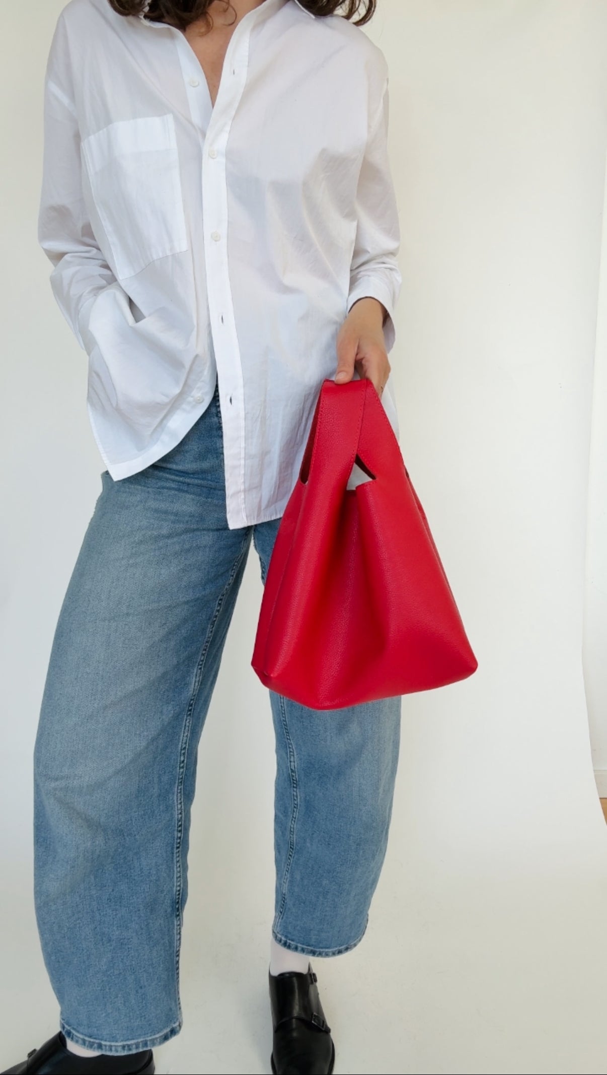 ISSY MINI TOTE | STRAWBERRY Leather Bag - handcrafted by Market Canvas Leather in Tofino, BC, Canada