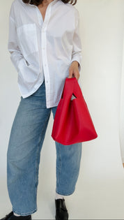 ISSY MINI TOTE | STRAWBERRY Leather Bag - handcrafted by Market Canvas Leather in Tofino, BC, Canada