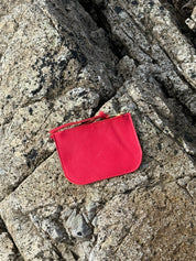 SALLY LEATHER ZIP POUCH |STRAWBERRY Leather Bag - handcrafted by artisan Julie Neufeld Leather in Tofino, BC, Canada
