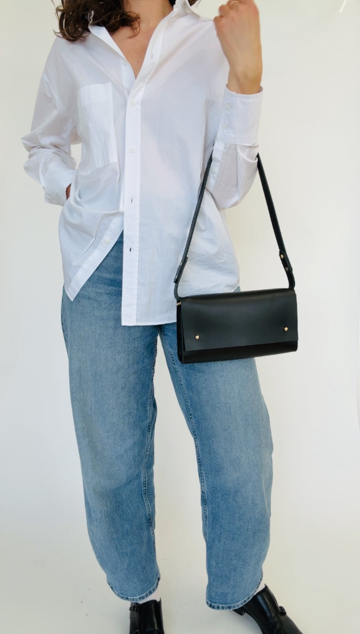 KEMBRA SHOULDER BAG | NOIR Leather Bag - handcrafted by Market Canvas Leather in Tofino, BC, Canada