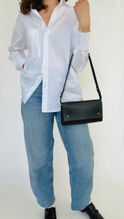 KEMBRA SHOULDER BAG | NOIR Leather Bag - handcrafted by Market Canvas Leather in Tofino, BC, Canada