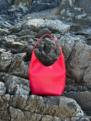 BRUNA SHOULDER BAG | STRAWBERRY Leather Bag - handcrafted by Market Canvas Leather in Tofino, BC, Canada