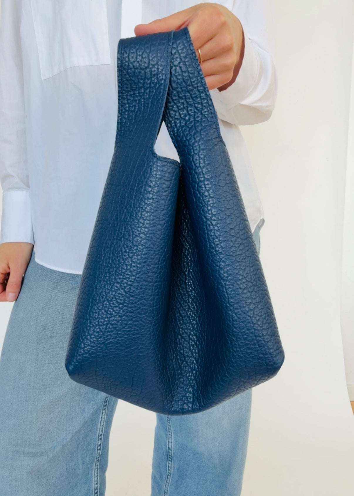 ISSY MINI TOTE | PEBBLED NAVY Leather Bag - handcrafted by Market Canvas Leather in Tofino, BC, Canada