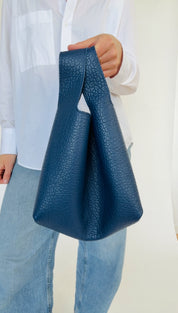 ISSY MINI TOTE | PEBBLED NAVY Leather Bag - handcrafted by Market Canvas Leather in Tofino, BC, Canada