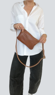 ASTRID CONVERTIBLE CROSSBODY | CREME BRULEE Leather Bag - handcrafted by Market Canvas Leather in Tofino, BC, Canada
