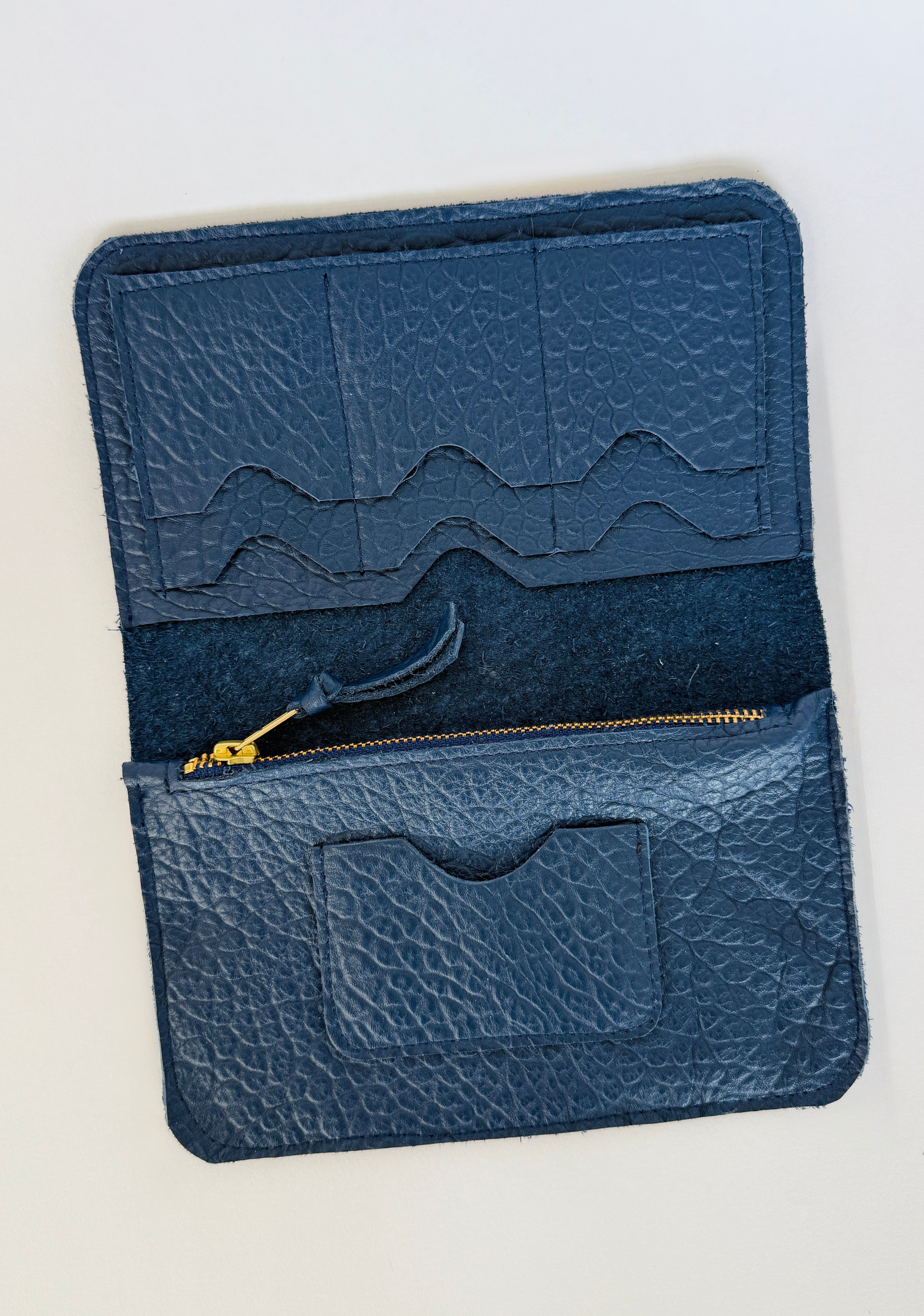IVY LEATHER CLUTCH WALLET | PEBBLED NAVY Leather Bag - handcrafted by Market Canvas Leather in Tofino, BC, Canada