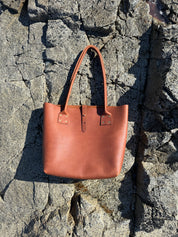 MOORE REFINED TOTE | PECAN Leather Bag - handcrafted by Market Canvas Leather in Tofino, BC, Canada