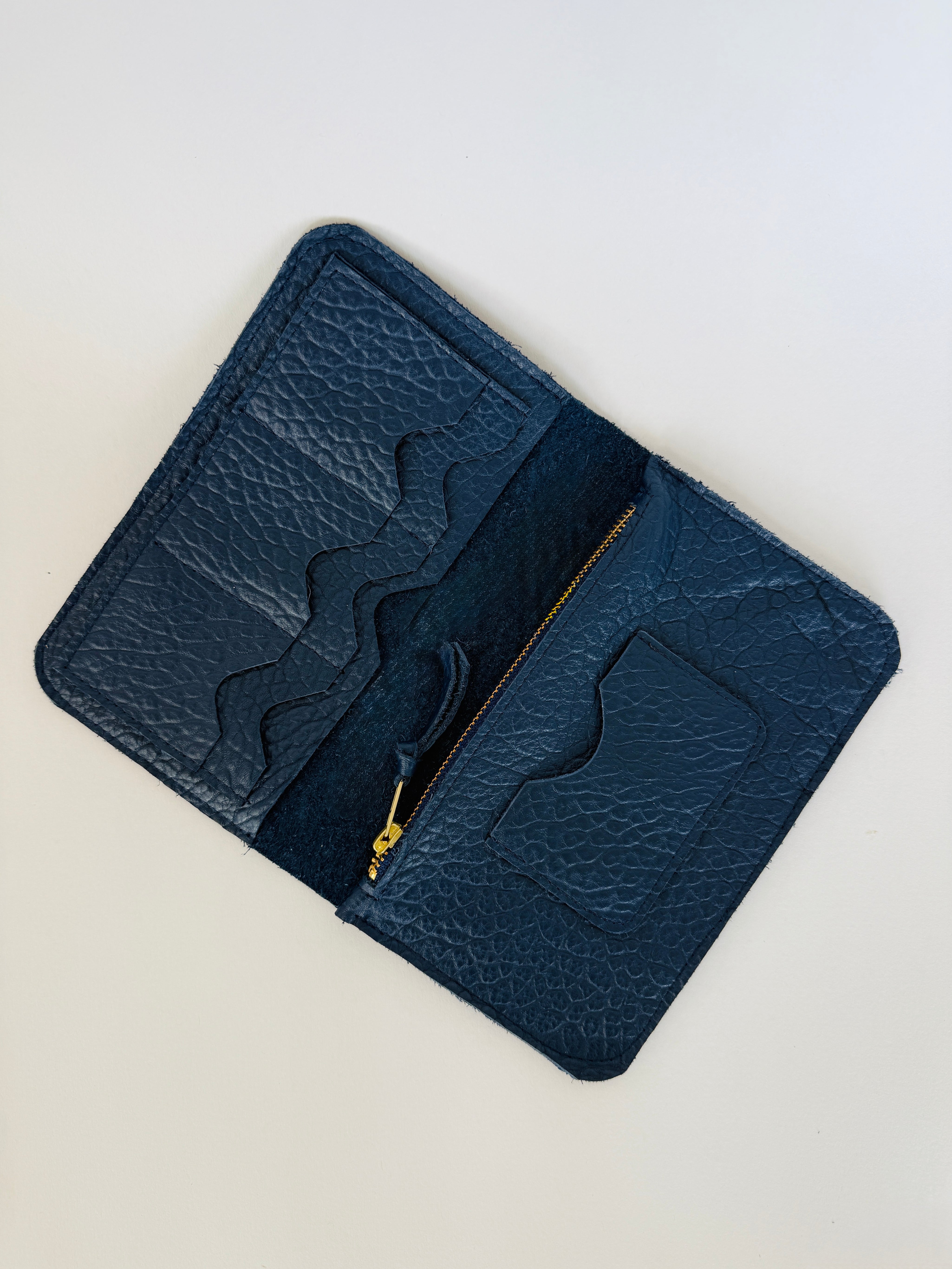 IVY LEATHER CLUTCH WALLET | PEBBLED NAVY Leather Bag - handcrafted by Market Canvas Leather in Tofino, BC, Canada