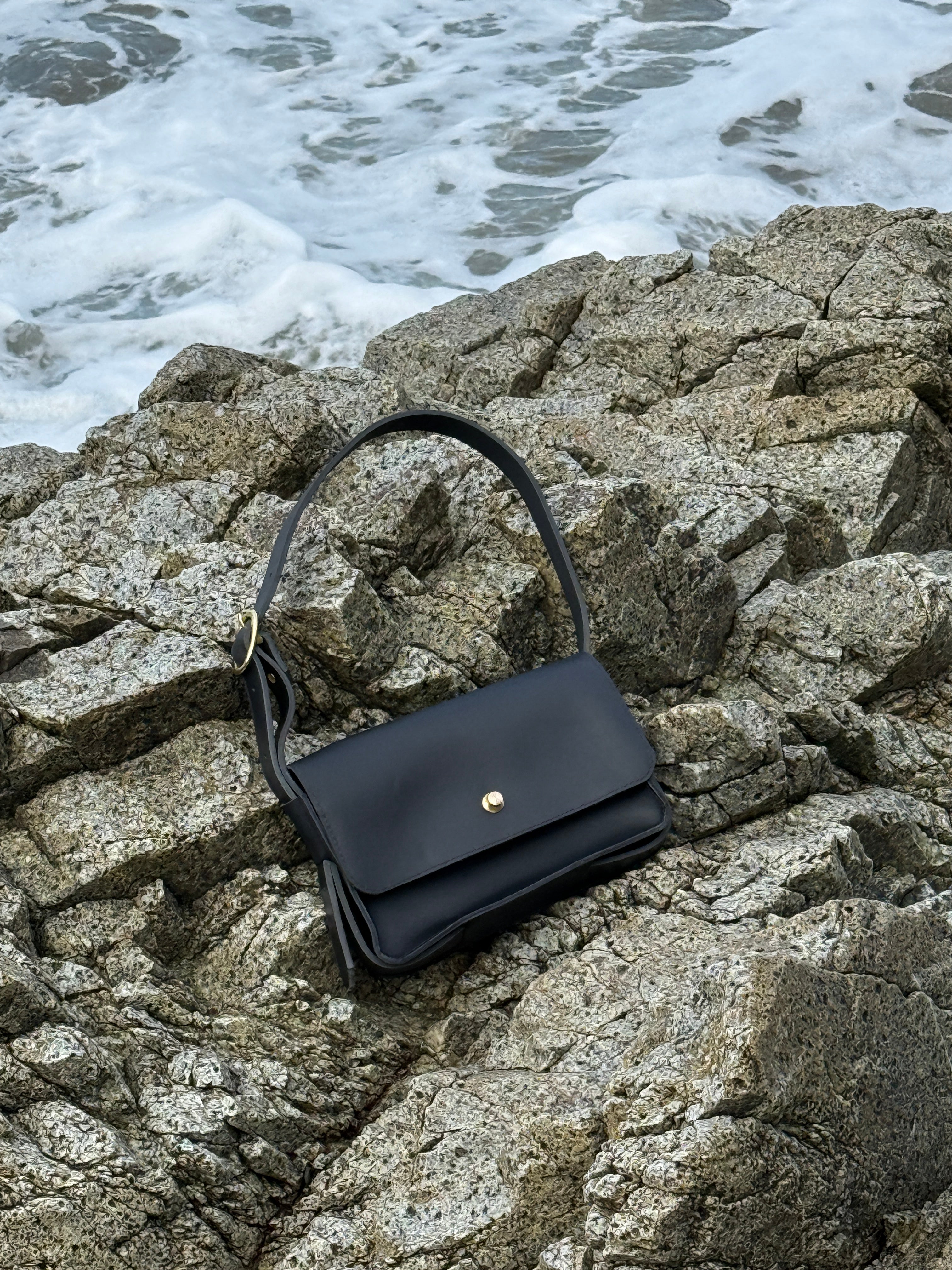 MOLLY CROSSBODY BAG | BLACK Leather Bag - handcrafted by Market Canvas Leather in Tofino, BC, Canada