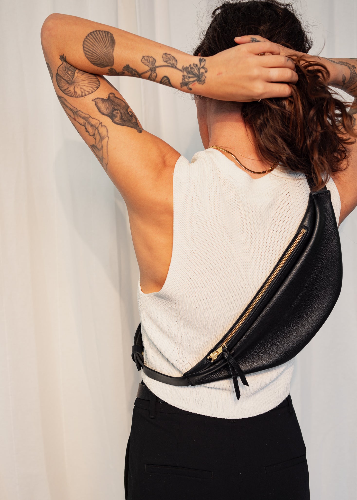 LAUREL SLING BAG | NOIR Leather Bag - handcrafted by Market Canvas Leather in Tofino, BC, Canada